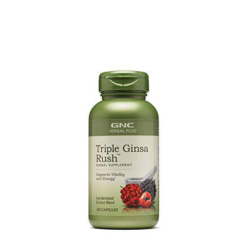 GNC Herbal Plus Triple Ginsa Rush (California Only), 100 Capsules, Supports Vitality and Energy