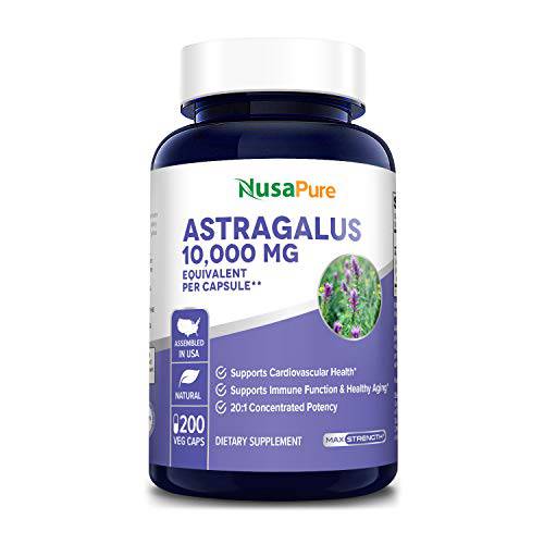 Astragalus 10000 mg Per Caps 200 Veggie Capsules (Vegetarian, Non-GMO & Gluten-Free) Max Strength