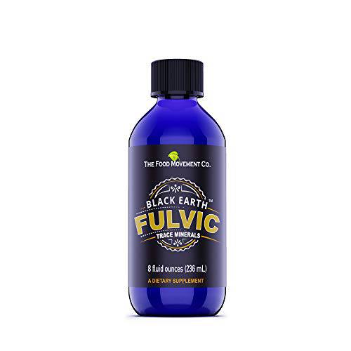 The Food Movement Black Earth Fulvic Acid Humic Trace minerals, Gut Health, Exercise Recovery, Hormone Support - 8oz Liquid Supplement