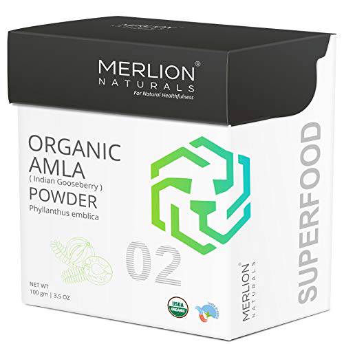 Amla Powder by Merlion Naturals | Superfood | Phyllanthus emblica | Emblica officinalis | Supports Immunity | 100% Pure and Natural (3.5 OZ)