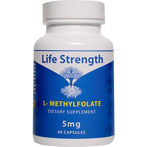 Life Strength L-Methylfolate 5 MG, Optimized & Highly Bioactive Methyl Folate, 5-MTHF Supplement for Mood and Immune Support, Natural Diet Supplement for Energy, Non-GMO & Gluten-Free, 90 Capsules