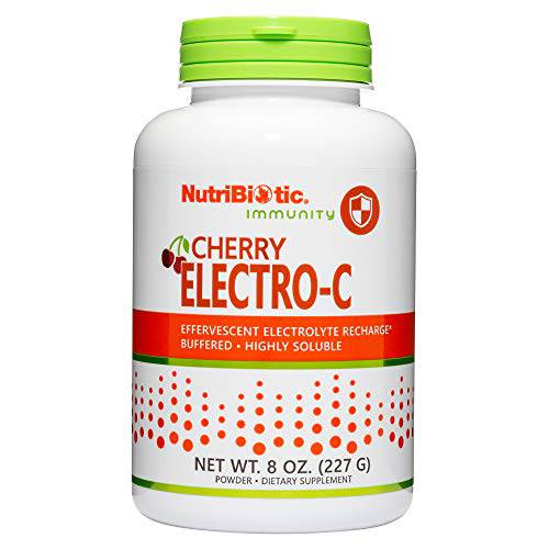 NutriBiotic - Cherry Electro-C Vitamin C & Electrolyte Powder, 8 Oz | 850 Mg Vitamin C Per Serving | Effervescent Electrolyte Recharge | Buffered & Highly Soluble | Non-GMO & Gluten Free