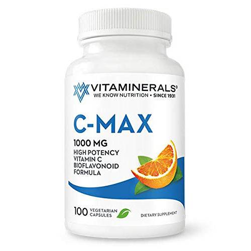 VITAMINERALS ® C MAX Antioxidant Support 1,000 mg Vitamin C, with Bioflavanoids - Veggie Capsules (100 Vegetarian Capsules)