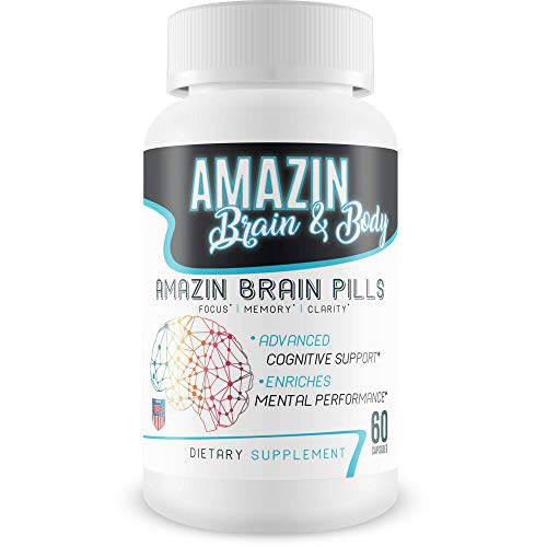 Amazin Brain Pills - Focus - Memory - Clarity - Advanced Cognitive Support - Enriches Mental Performance - Amazin Brain Supplement for Amazin Brain Support - Nootropics Brain Enhancement