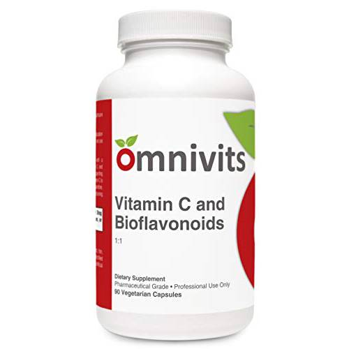 Vitamin C and Bioflavonoids 1:1 | High - Potency VitaminC (500mg) with Full-Spectrum Citrus Bioflavonoid Complex (500mg) | Supporting Antioxidant, Immune Function | 90 Vegetarian Capsules | Omnivits
