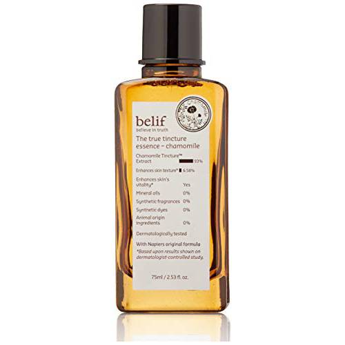 belif True Tincture Organic Chamomile Essence | Vitalizes Stressed & Uneven Skin | Hydrating & Moisturizing Face Serum Improves Skin Texture & Supports Blood Circulation | Facial KBeauty | 2.53 Fl Oz