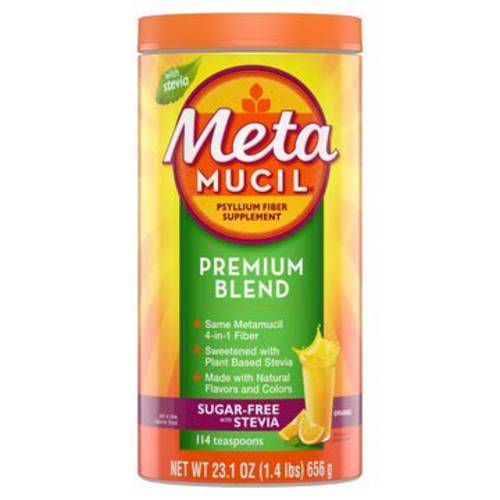 Meta Mucil Premium Fiber Blend, Sugar-Free Stevia, Orange, 23.1 oz (Pack of 2)