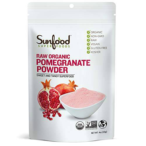 Sunfood Superfoods Pomegranate Powder | Raw, Organic, Non-GMO, Gluten Free, Kosher | No Fillers, Additives or Preservatives | 4oz Bag