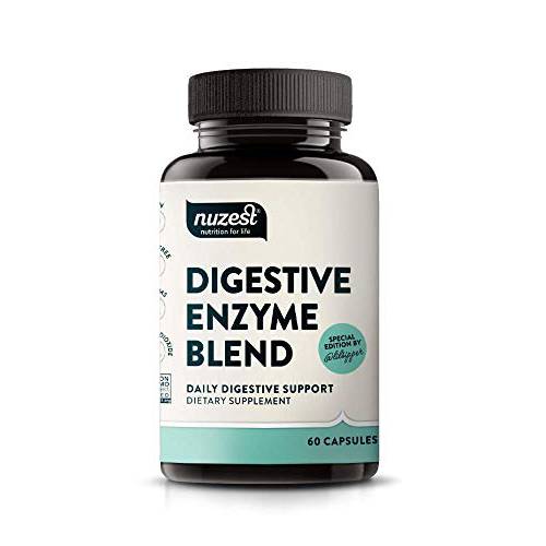 Nuzest Digestive Enzymes Daily Digestive Support, Nutrient Absorption, Non-GMO, Yeast-Free, Gluten-Free, Soy-Free, 60 Vegan Capsules