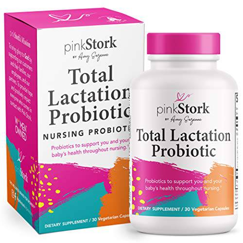 Pink Stork Total Lactation Probiotic: Probiotics for Women, Lactation Supplements to Increase Breast Milk + Nursing, 10 Billion CFU, Immune Health, Gut Health, Colic Relief, Women-Owned, 30 Capsules