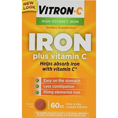 Vitron-C Iron Supplement Plus Vitamin C Coated Tablets 60 ct by Vitron-C