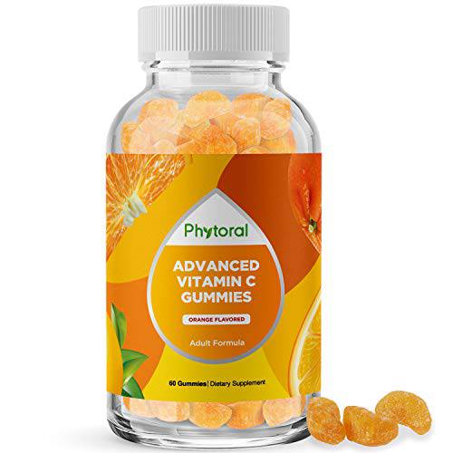 Natural Vitamin C Gummies for Adults - High Potency Vitamin C Immune Support Gummies - Ascorbic Acid Chewable Vitamin C Gummies Immune Booster for Adults with Anti Aging Brain Vitamins Supplements