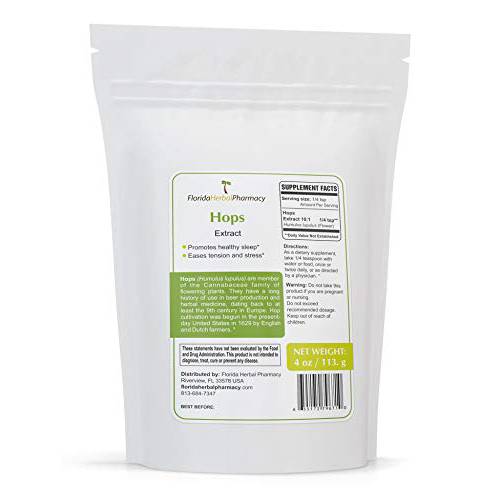 Florida Herbal Pharmacy, Hops (Humulus lupulus) Extract Powder 10:1 (4 oz)