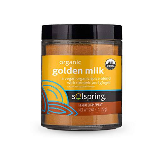 Dr. Mercola Solspring Organic Golden Milk Herbal Supplement, 2.64 Oz. (75 g), Vegan Organic Spice Blend with Turmeric and Ginger, non GMO, Gluten Free, Soy Free, USDA Organic