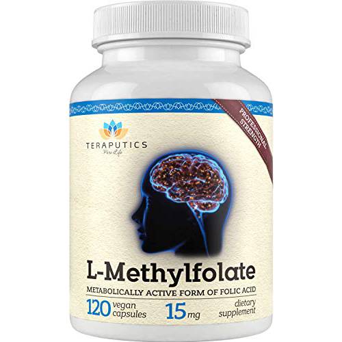 L-Methylfolate 15mg (120 Capsules) – 5-MTHF Active Methyl Folate Supplement for Mood Homocysteine Methylation – Non-GMO Gluten-Free, Vegan, No Fillers, Professional Strength - Folic Acid Brain Support