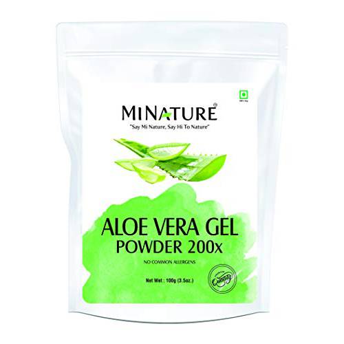 Aloe Vera Gel Powder 200x by mi Nature | Natural and Pure | Aloe Barbadensis | 100g ( 3.5oz) | Highly Concentrated (200x) | Digestive Support | Suitable for Cosmetic formulations