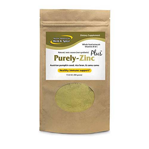 North American Herb & Spice Purely-Zinc Plus - 17.63 oz - Whole Food Zinc Supplement - Healthy Immune Support - Austrian Pumpkin Seed, Rice Bran & Camu Camu - Non-GMO - 18 Servings
