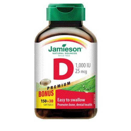 Vitamin D 1000IU/25 mcg Softgel 150+30 Bonus-150+30 Brand: Jamieson Laboratories