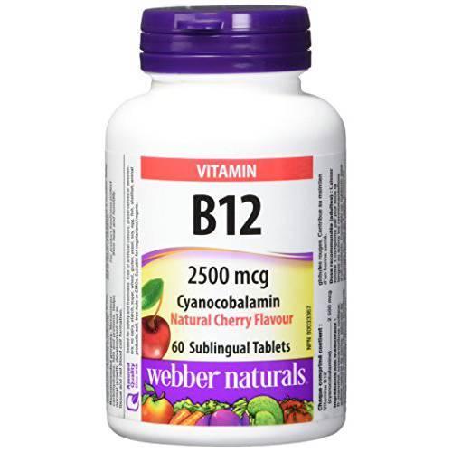 Webber Naturals Vitamin B12 2500 mcg · Cyanocobalamin, Natural Cherry, 60 Tablets