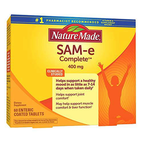 Evaxo SAM-e Complete 400 mg, 60 Tablets 400 mg. of SAM-e Per Dose Helps Support a Healthy Mood in as Little as 7–14 Days When Taken Daily .B