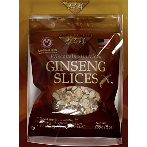 Prince of Peace Pure Ginseng Slices 100% Wisconsin American, 9 Ounce, 255g