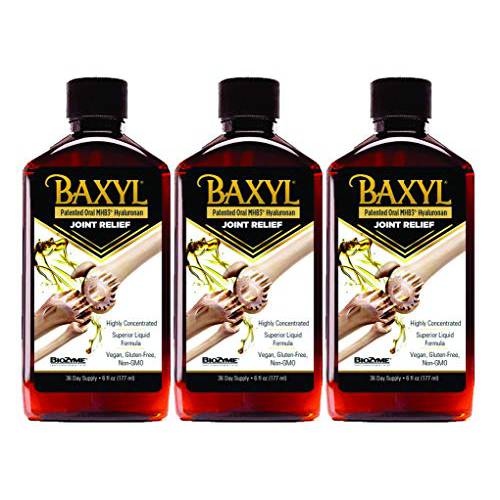 Baxyl Liquid Hyaluronic Acid Supplement - Natural Citric Acid, Potassium Sorbate Ingredients Formulated Flavorless Syrup - Provide Healthy Cartilage & Bone Formation - 3 Bottles of 6 Fl Oz