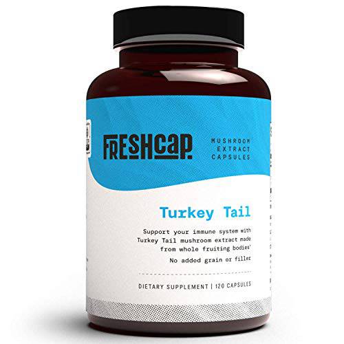 FreshCap, Turkey Tail Mushroom Capsules, 120 Count, 60 Day Supply, Powerful Immune Support (35% Beta-glucan), Organic, Daily Mushroom Supplement, Fruiting Body Extract