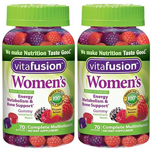 Vitafusion Women’s Gummy Vitamins, Natural Berry Flavors, 70 Count (Pack of 2)