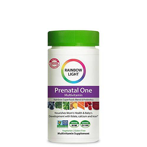Rainbow Light Prenatal One Multivitamin, Folic Acid, Calcium, & Vitamin D, Gluten Free, Supports from Conception to Postnatal, Clinically Proven Absorption, 60 Tablets