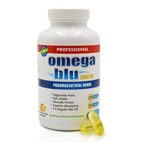 Fish Oil Omega 3 Supplement 2750 mg High EPA DHA Wild Caught Triple Strength Triglyceride Form Molecularly Distilled Omega 3 with No Fishy Burps