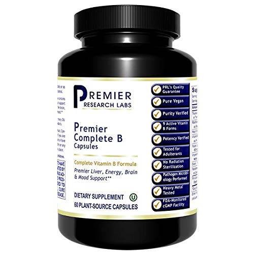 Premier Research Labs Complete B - Supports Nervous System, Energy Production, Liver, Skin & Hair - with Vitamin B Complex Formula - Features Whole Vitamin B Family - 60 Plant-Source Capsules