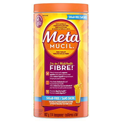 Metamucil Fiber Therapy 3 in 1 multihealth Fiber Orange Flavor Sugar Free, 23.4 Oz (Pack of 2)