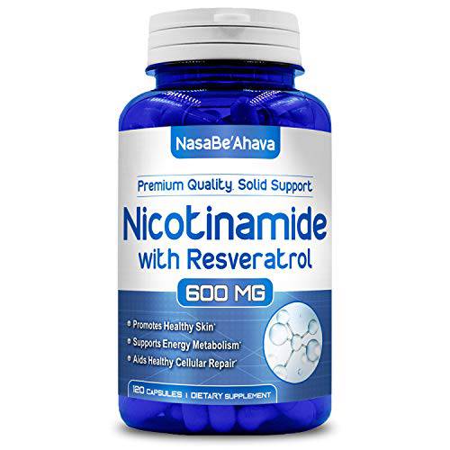 NasaBeahava Nicotinamide with Resveratrol - 120 Veggie Capsules - Vitamin B3 600mg (Niacinamide Flush Free)