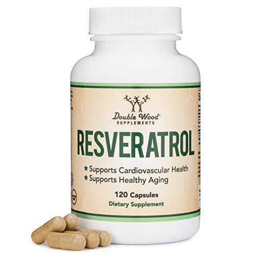 Resveratrol 500mg Per Serving, 120 Capsules (Natural Resveratrol Polygonum Root Extract Providing 50% Trans-Resveratrol) Healthy Aging Support by Double Wood Supplements