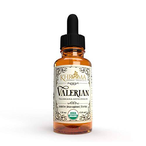 Organic Valerian Root - 2 oz Liquid in a Glass Bottle - 30 Maximum Strength Servings - Khroma Herbal Products