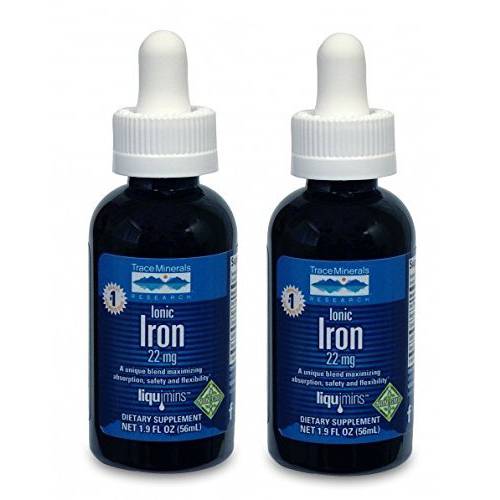 Trace Minerals Research Liquimins Ionic Iron, 22 mg, 1.9 Ounce (Pack of 2)