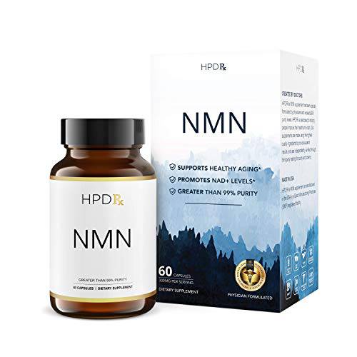NMN Supplement by HPD Rx - 99.9% Pure NMN Nicotinamide Mononucleotide to Support Healthy Aging, Energy, and Metabolism - 300mg Per Serving - Vegetarian and Non-GMO - 1 Month Supply (60 Capsules)