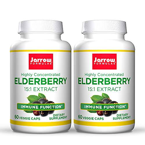 Jarrow Formulas Elderberry 350 mg - 60 Veggie Caps, Pack of 2 - Highly Concentrated 15:1 Extract - Anthocyanin Antioxidant - Immune Function Support - Up to 120 Total Servings