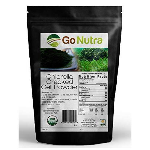 Chlorella Powder 4oz Organic, raw, Non-GMO. 100% Pure Cracked Cell Wall Green Superfood High Protein Chlorophyll for Smoothie Vegan Supplement