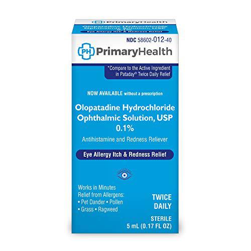Primary Health Olopatadine Hydrochloride Opthalmic Solution USP 0.1 Ounce, Clear, 0.17 Fl Oz