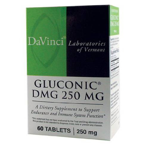 DaVinci Labs Gluconic DMG 250 mg - Dietary Supplement to Support Endurance and Immune System Function* - With 250 mg N,N-Dimethylglycine per Tablet - Vegetarian - Gluten-Free - 60 Chewable Tablets