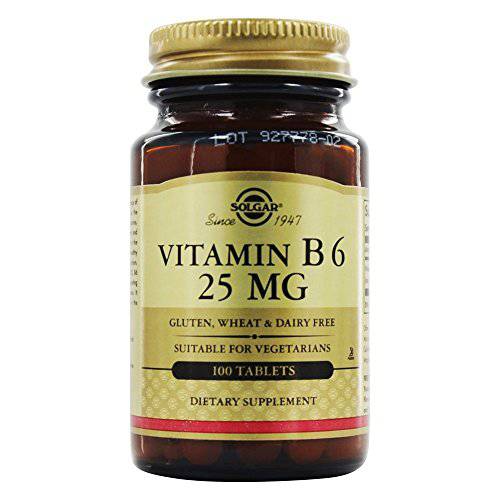 Solgar Vitamin B6 25 Mg, 100 Tablets, 100 Count (Pack of 12)