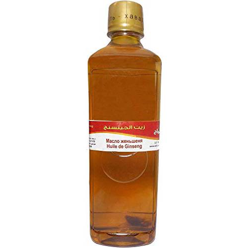 Bonballoon 100percentage Pure & Natural Ginseng Oil Cold Pressed Al Hawaj Elhawag El Hawag for Skin & Body (1 Pack = 17.64 oz 500 ml) زيت الجينسنج الحواج