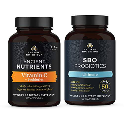 Ancient Nutrition SBO Ultimate Probiotics and Vitamin C + Probiotics Bundle