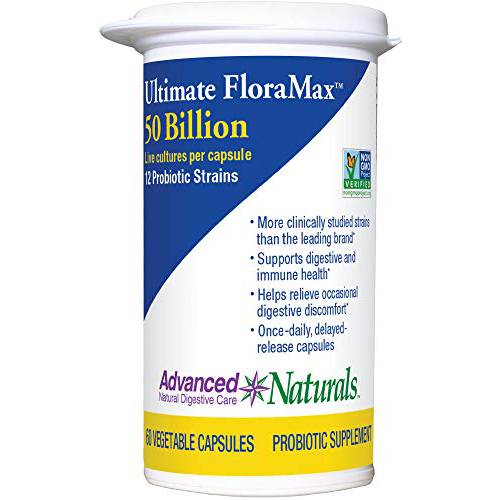 Advanced Naturals Ultimate FloraMax Adult Probiotic, 50 Billion CFU, 60 Caps (Package May Vary)