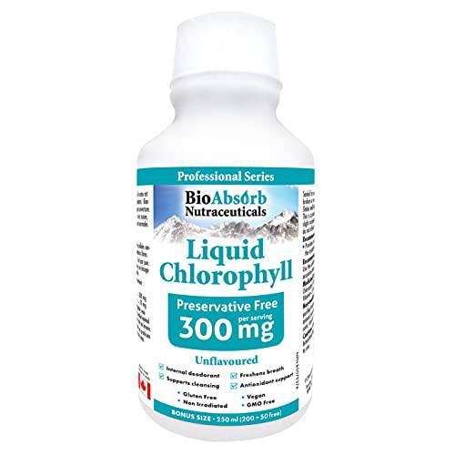 Bio Absorb Liquid Chlorophyll Unflavored, Highly Concentrated, 300 mg per Serving, No Preservatives, Non-GMO (8.45 oz)