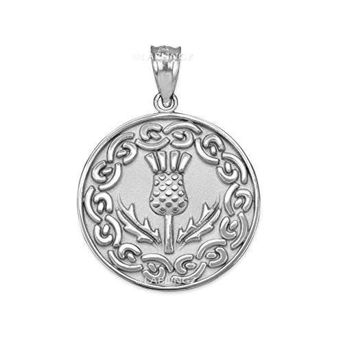 Irish Jewelry Sterling Silver Scottish Thistle Flower Medallion Pendant