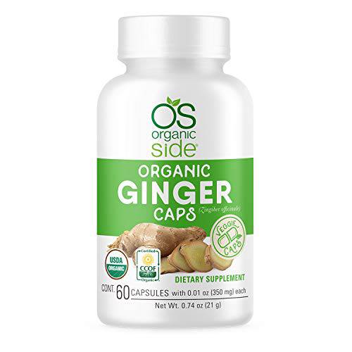 Organic Ginger 60 Capsules - Support Digestive Health - Certified USDA - Non GMO - Vegan