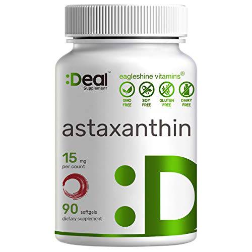 Astaxanthin 15mg, 90 Mini Softgels | Haematococcus Pluvialis Microalgae | One Per Day | 3 Months Supply, Support Healthy Skin, Eye, Joint and Immune System - Premium Astaxanthin Supplements