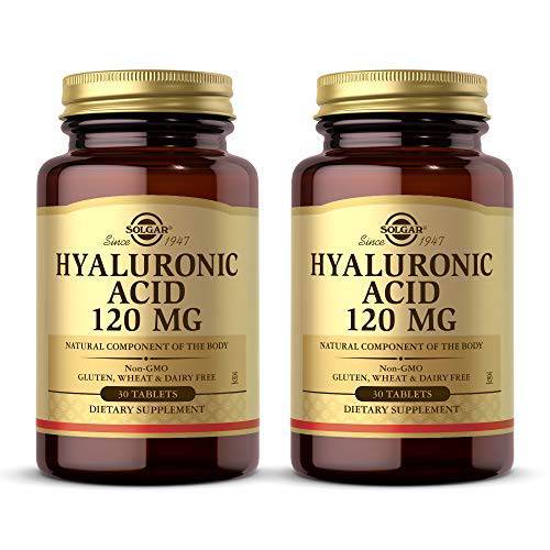 Solgar Hyaluronic Acid 120 mg, 30 Tablets - Pack of 2 - Supports Hair, Skin & Nails - Contains Hydrolyzed Collagen Type 2 & Chondroitin - Non-GMO, Gluten Free, Dairy Free - 60 Total Servings